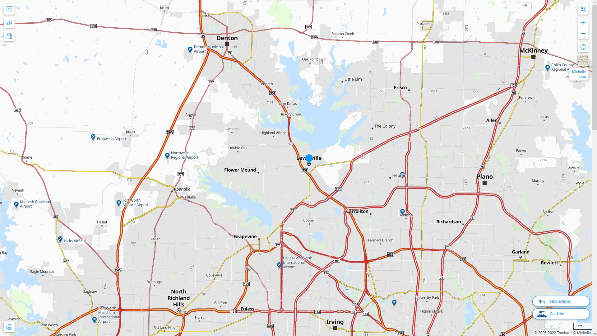 Lewisville Texas Highway and Road Map
